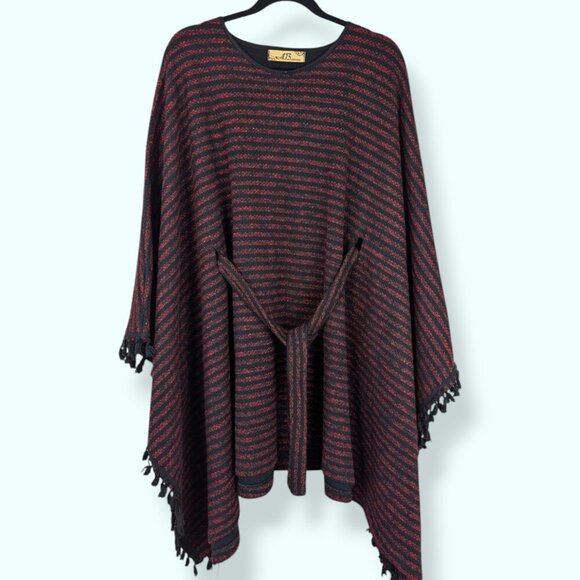 V. A.B. Collection Striped Poncho - Picture 5 of 7